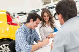 Couple buying a car or truck